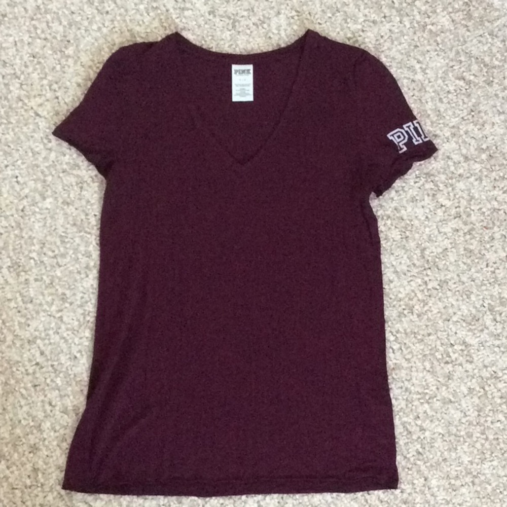 PINK V neck tee shirt, small